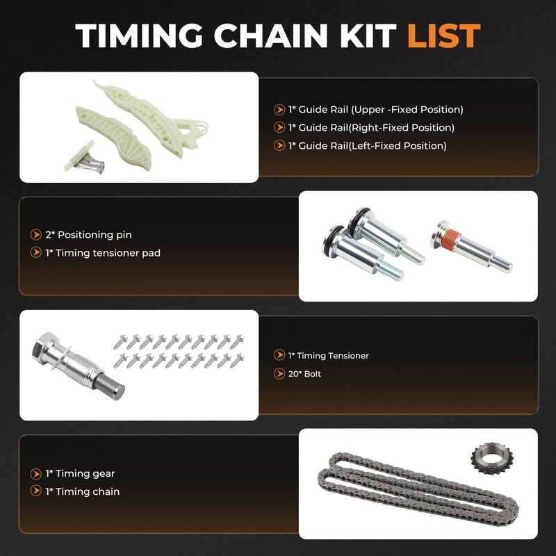 autoexact Store Timing Chain Kit w/Sprocket Fit for 1.6L 2007-2015 Mini Cooper R60 2011-2016 Cooper Countryman R61 2013-2016 Cooper Paceman Engine Timing Chain Set fits DOHC, 4Cyl Replace 11311439853 - Image 4